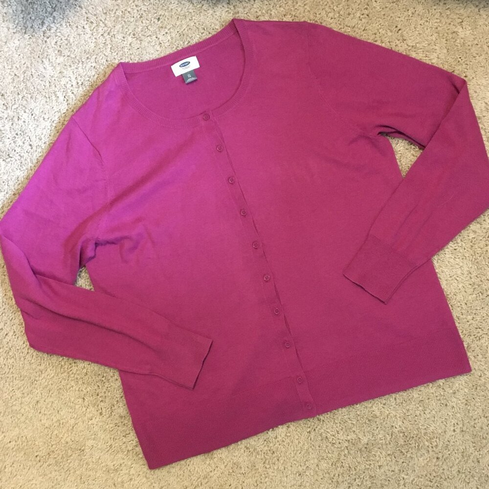 Old Navy Passion Fruit Pink Button-Front Cotton Blend Cardigan XL - Picture 10 of 14